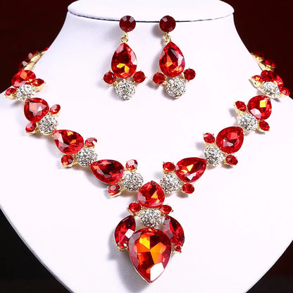 Fashion Women's Crystal Necklace & Earrings Set – Crystal Glass Bridal Wedding Accessories Gift - Elegant Gift for Her