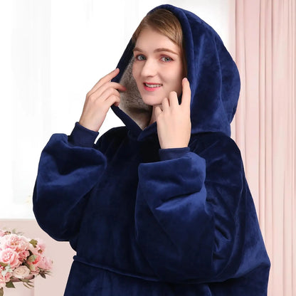Super Sized Wearable Blanket Hoodie – Soft Hooded Sweatshirt with Sleeves & Pockets—Perfect For Gifting Comfort and Relaxation