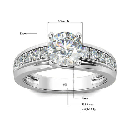 1 Carat Moissanite Engagement Ring for Women – 925 Sterling Silver Rhodium Plated Wedding Jewelry - Elegant Gift for Her