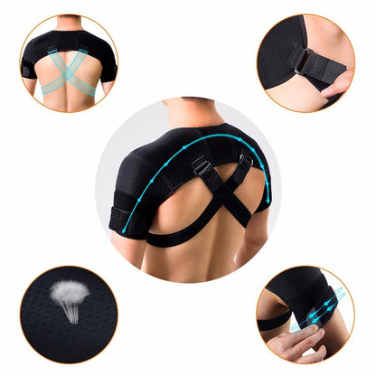 Adjustable Double Shoulder Support Brace – Compression Strap for Pain Relief & Posture Correction - Ideal Gift for Loved Ones