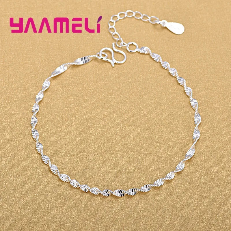 925 Sterling Silver Adjustable Anklet Trendy Foot Chain for Women