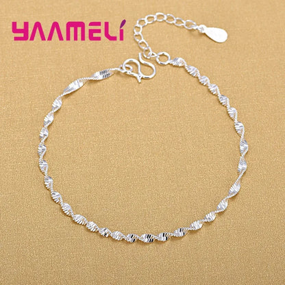 925 Sterling Silver Adjustable Anklet Trendy Foot Chain for Women