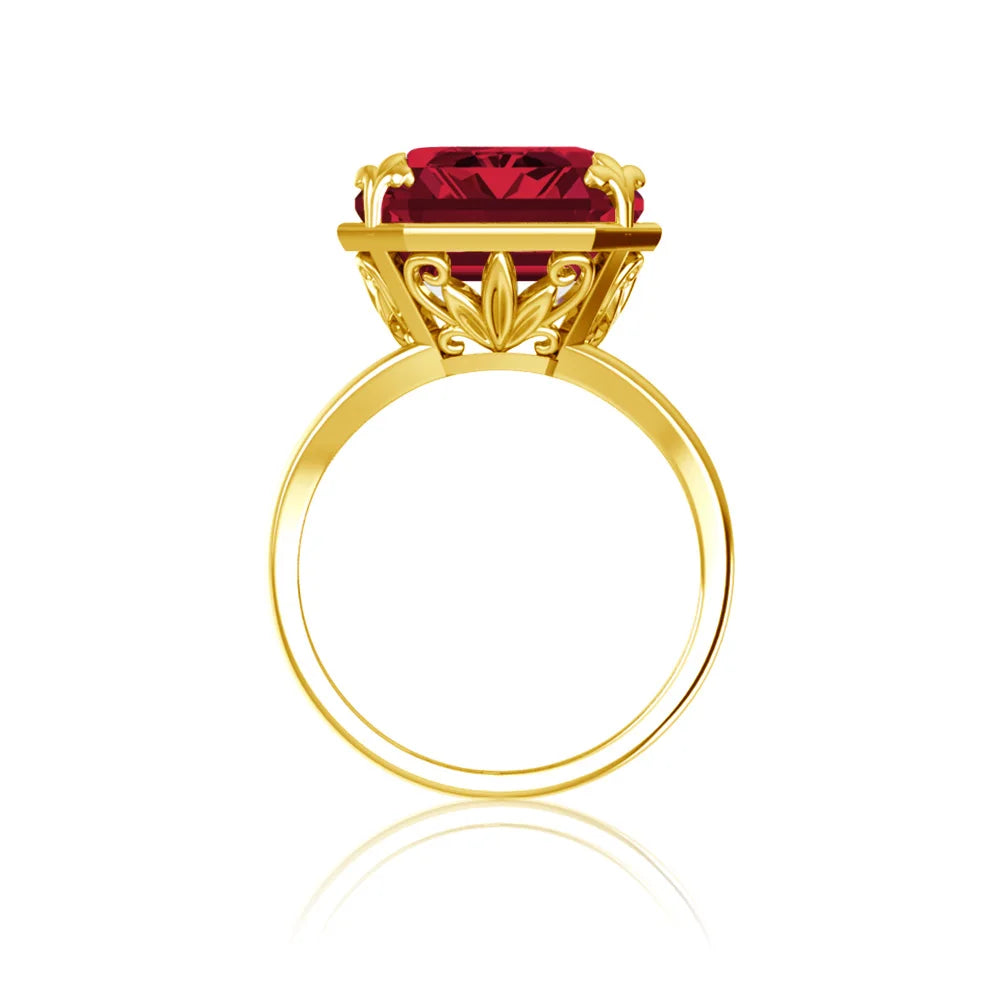 Luxury Rectangle Ruby Women's Ring – 925 Sterling Silver Gold Plated Party Jewelry for Wedding, Birthday, Anniversary & Party - Elegant Gift for Her