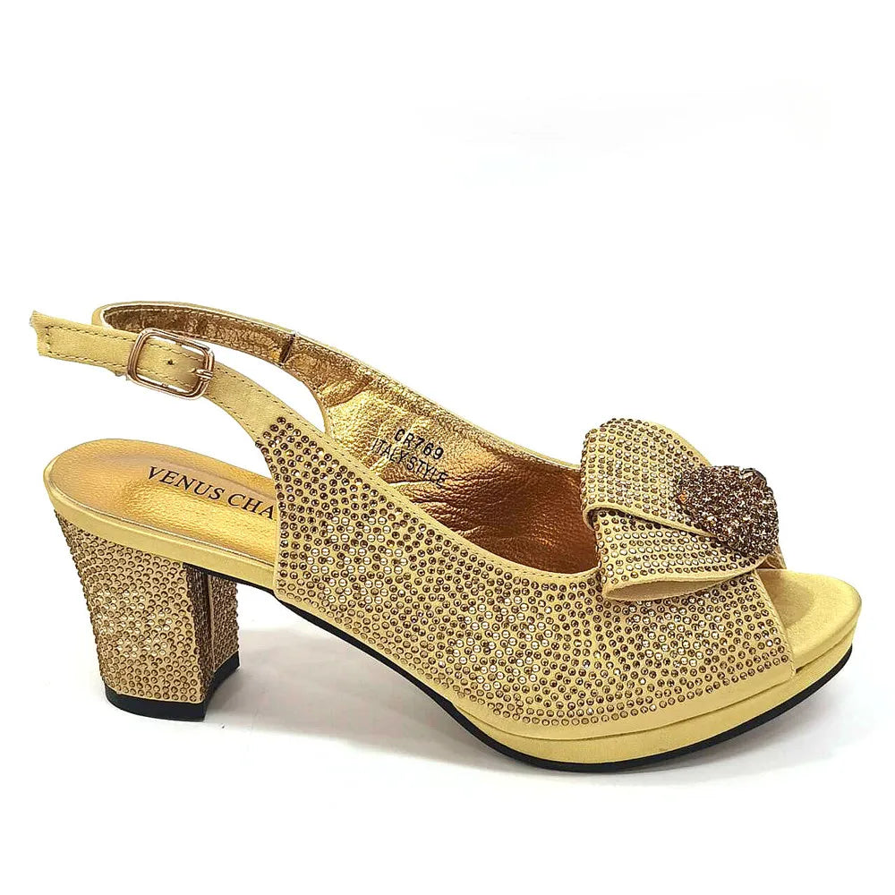 Women’s Wedding Shoes & Matching Diamond Bag Set – Italian Style Girly Glam Look Sandal & Clutch Handbag - Elegant Gift for Her