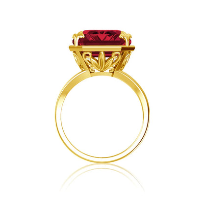 Luxury Rectangle Ruby Women's Ring – 925 Sterling Silver Gold Plated Party Jewelry for Wedding, Birthday, Anniversary & Party - Elegant Gift for Her
