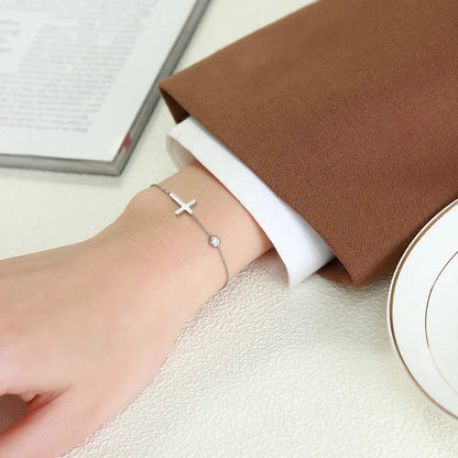 Women’s Minimalist Thin Chain Bracelet Cross Moon Star Charm