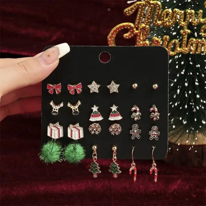Christmas Earrings Set for Women 12/20 Pairs – Crystal Zircon Snowflake, Bowknot, Elk & Xmas Tree Holiday Gifts
