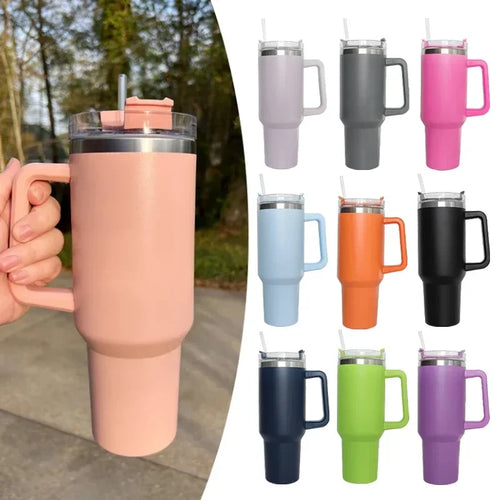 40oz Mug Tumbler With Handle Insulated Tumbler With Lids Straw Stainless Steel Coffee Tumbler Thermos Cup for Travel Thermal Mug