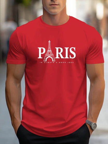 Paris Graphic Men’s T-Shirt – Short Sleeve Fashion Streetwear Pullover, Trendy Oversized Casual Summer Top - Perfect Gift For Him.