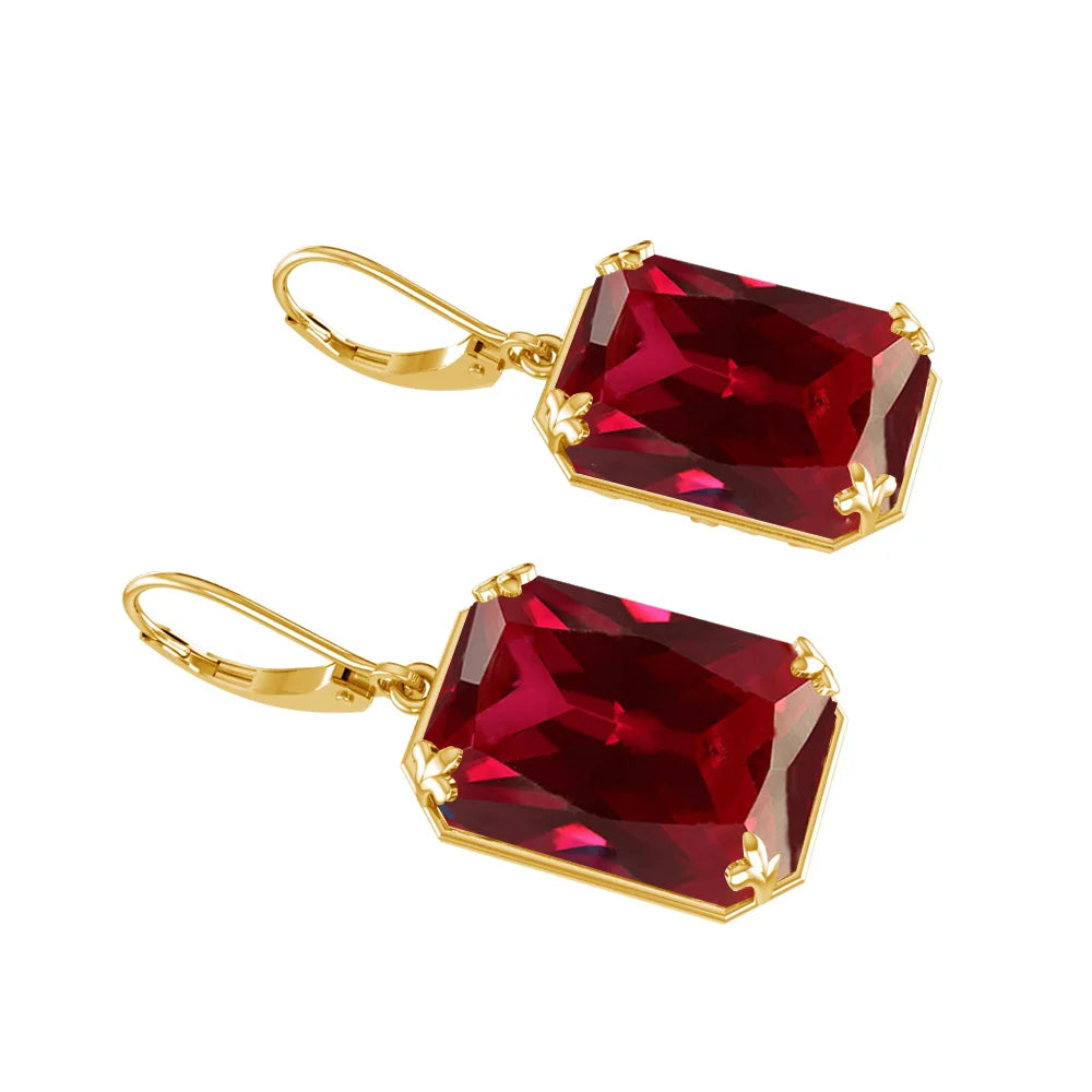 Elegant Ruby Dangle Earrings for Women – 925 Silver 18K Gold Plated Hoops Fine Jewelry for Engagement, Party & Gifting Her