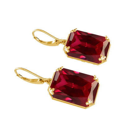 Elegant Ruby Dangle Earrings for Women – 925 Silver 18K Gold Plated Hoops Fine Jewelry for Engagement, Party & Gifting Her