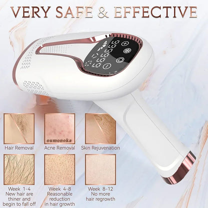 Painless Laser Hair Removal for Women - IPL Laser Epilator with 999999 Flashes, Bikini Photoepilator Compatible to Remove Hair on  Any Body Part - Excellent Gift for Women