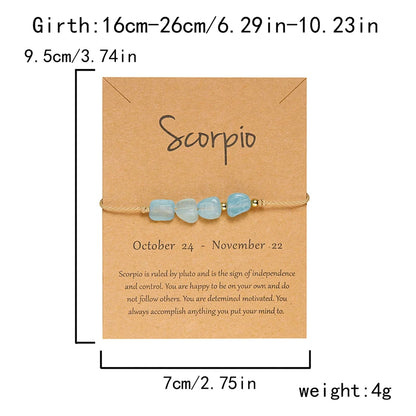 Charm 12 Constellation Natural Stone Beads Bracelet For Women Couple Hand Woven Rope Friendship Birthday Zodiac Jewelry Gifts