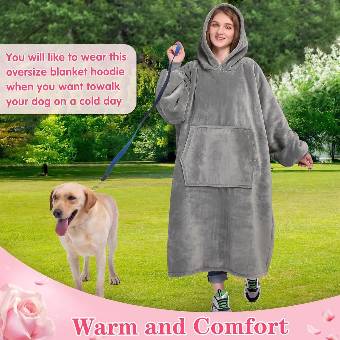 Super Sized Wearable Blanket Hoodie – Soft Hooded Sweatshirt with Sleeves & Pockets—Perfect For Gifting Comfort and Relaxation