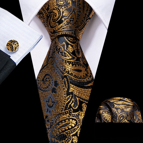 Luxury Paisley Silk Tie Set for Men | Designer Blue & Red Ties with Ring, Brooch & Cufflinks - Perfect Wedding or Party Gift for Him