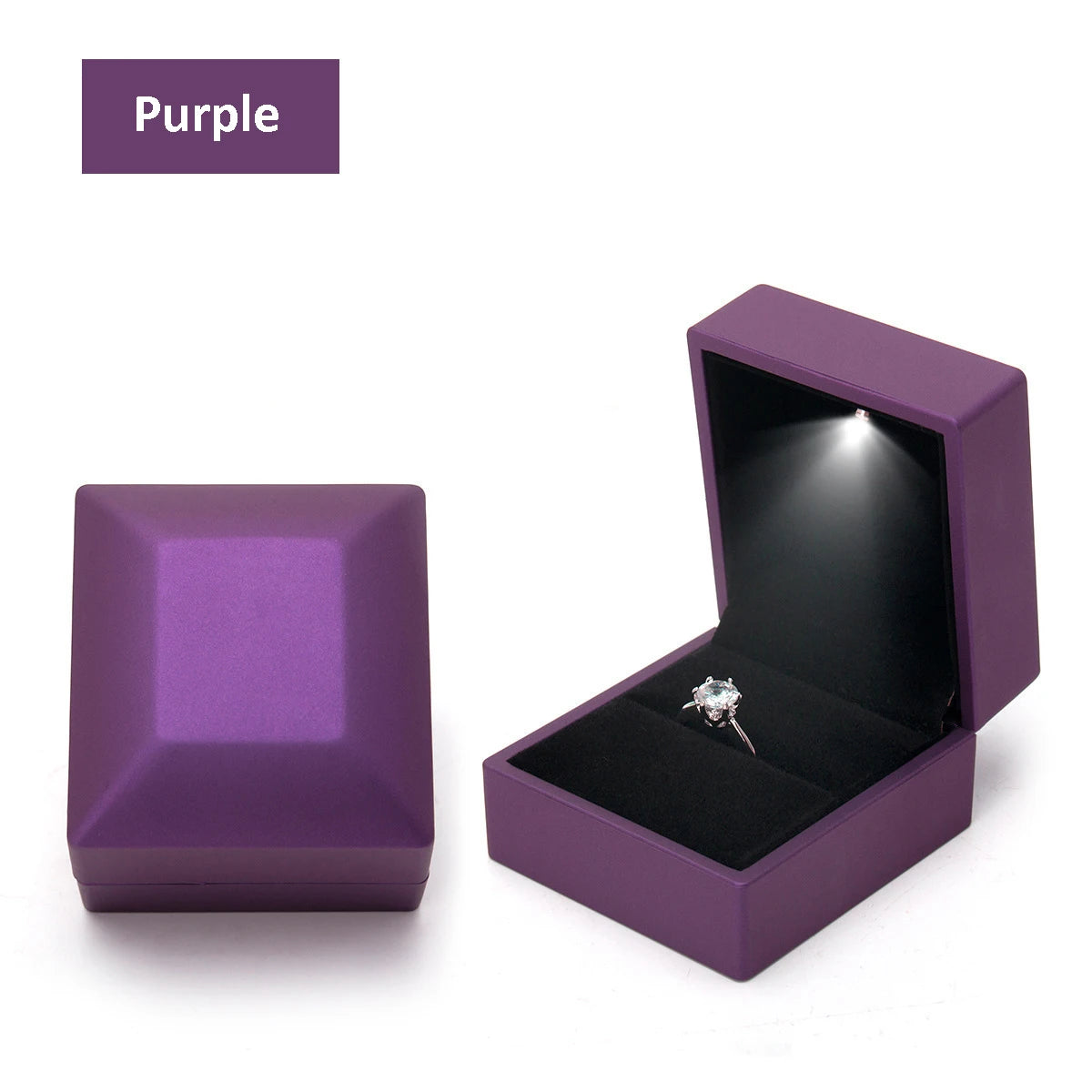 LED Light Velvet Jewelry Ring/Necklace Pendant Box – Luxury Gift Display Case for Proposal, Engagement & Wedding