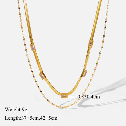 EILIECK 316L Stainless Steel White Green Red Zirconia Crystal Necklace For Women Fashion Neck Jewelry Wedding Party Accessories