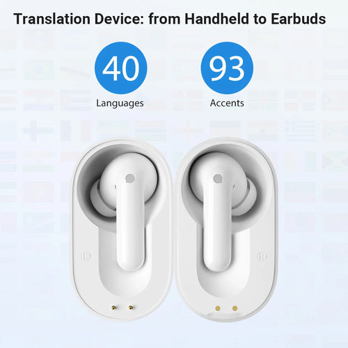 TimeKettle M3 Travel Voice Translation Earphones - Business Interpretation Headset Business Simultaneous Translator  Language Earbuds - Ideal Gift for Travel Lovers