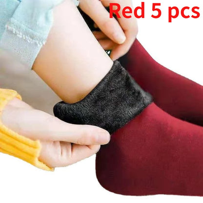 5 Pairs Winter Thermal Wool Cashmere Socks – Warm Seamless Unisex Velvet Sock