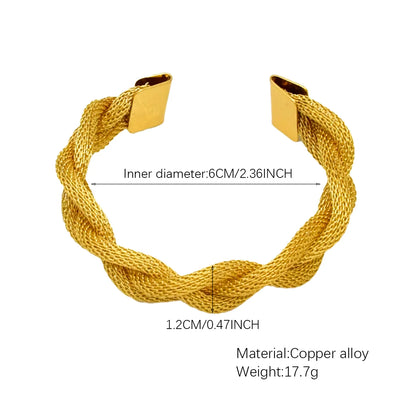 24K Gold Color Cuff Bangles  for Women – Dubai-Inspired Wedding Charm Jewelry, Arabic Party Twist Bracelet By ANIID  - Ideal Gift for Her