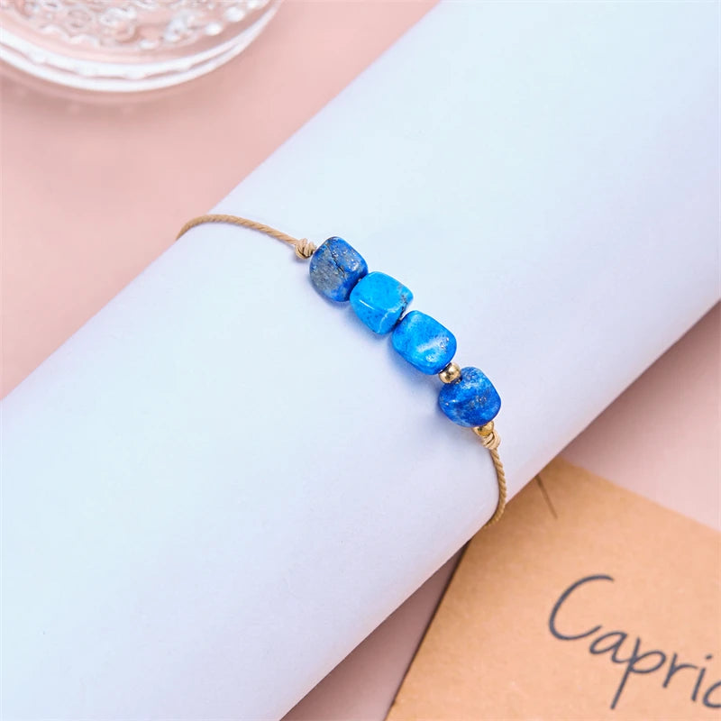 Charm 12 Constellation Natural Stone Beads Bracelet For Women Couple Hand Woven Rope Friendship Birthday Zodiac Jewelry Gifts