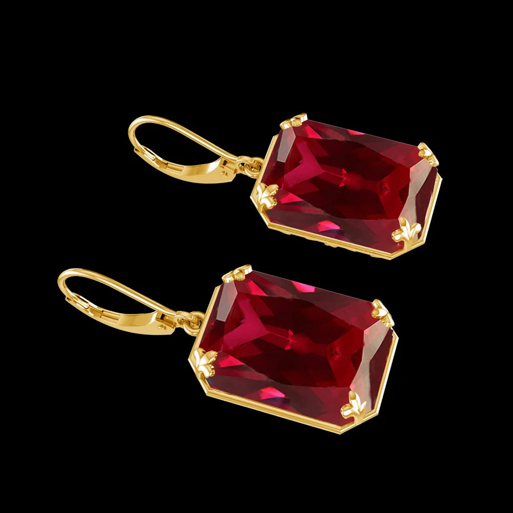 Elegant Ruby Dangle Earrings for Women – 925 Silver 18K Gold Plated Hoops Fine Jewelry for Engagement, Party & Gifting Her