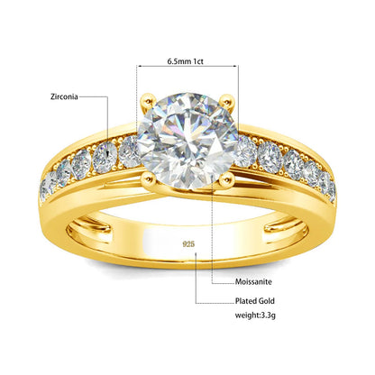 1 Carat Moissanite Engagement Ring for Women – 925 Sterling Silver Rhodium Plated Wedding Jewelry - Elegant Gift for Her