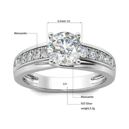 1 Carat Moissanite Engagement Ring for Women – 925 Sterling Silver Rhodium Plated Wedding Jewelry - Elegant Gift for Her