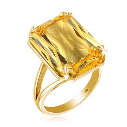 Luxury Rectangle Ruby Women's Ring – 925 Sterling Silver Gold Plated Party Jewelry for Wedding, Birthday, Anniversary & Party - Elegant Gift for Her