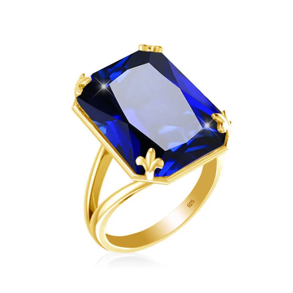 Luxury Rectangle Ruby Women's Ring – 925 Sterling Silver Gold Plated Party Jewelry for Wedding, Birthday, Anniversary & Party - Elegant Gift for Her
