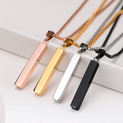 Waterproof Stainless Steel Bar Pendant Necklace – Unisex Minimalist Jewelry