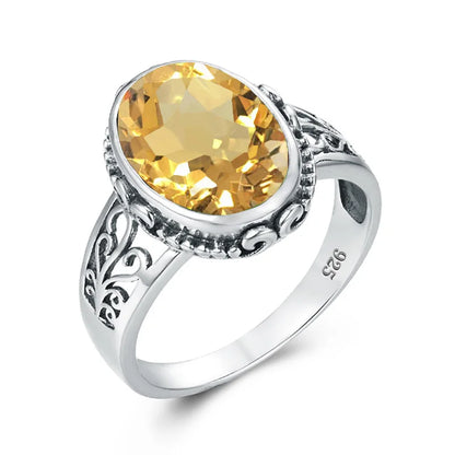 Luxury 10x14mm Oval Cut Yellow Gold Citrine Ring for Women – Art Deco Birthstone Wedding  Party Jewelry - Perfect Gift for Her
