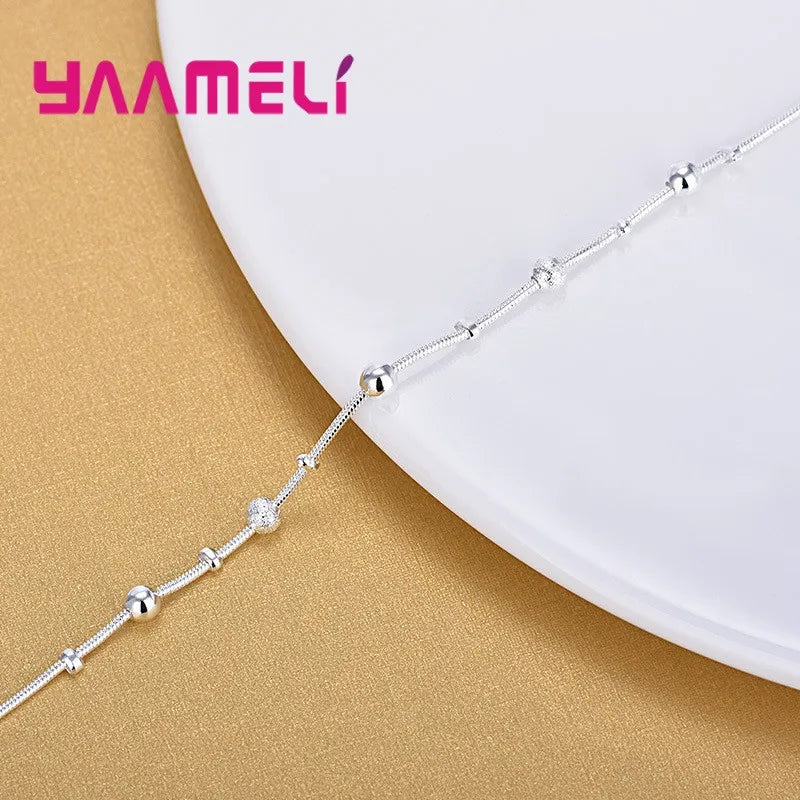 925 Sterling Silver Adjustable Anklet Trendy Foot Chain for Women