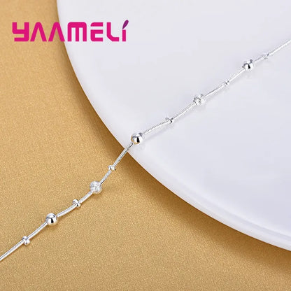925 Sterling Silver Adjustable Anklet Trendy Foot Chain for Women