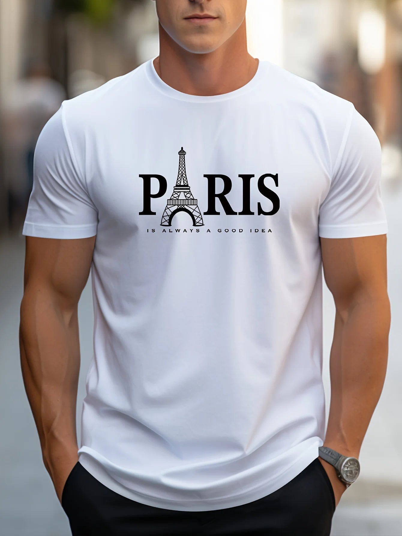 Paris Graphic Men’s T-Shirt – Short Sleeve Fashion Streetwear Pullover, Trendy Oversized Casual Summer Top - Perfect Gift For Him.