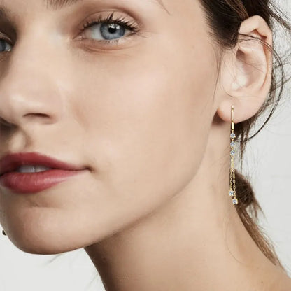 925 Silver Moissanite Tassel Earrings – RAPRGOLD Certified Dangling Hoop Jewelry Gift for Her