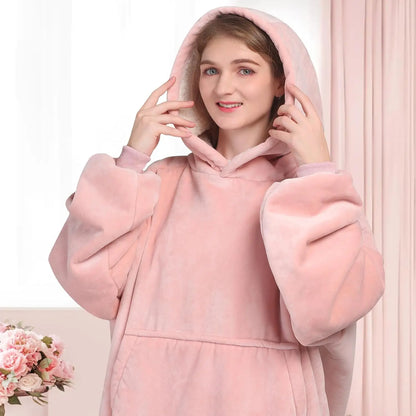 Super Sized Wearable Blanket Hoodie – Soft Hooded Sweatshirt with Sleeves & Pockets—Perfect For Gifting Comfort and Relaxation
