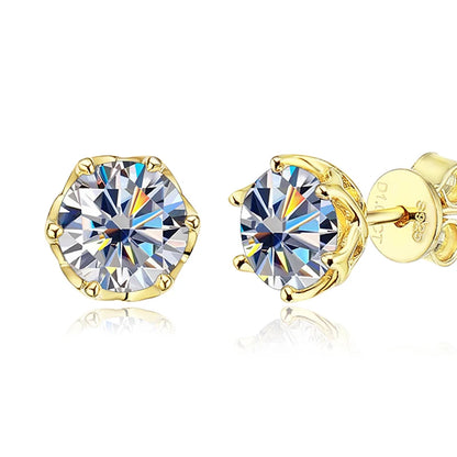 Top Quality Moissanite Stud Earrings - 925 Sterling Silver Gold Plated D Color  Sparkling Wedding Jewelry, Perfect for Daily Use, Office, party Or Gift - Elegant Present for Women