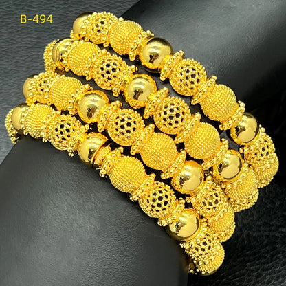 Dubai 24K Gold Color Charm Bangles – ANIID Arabic Wedding Bracelet Gift for Women - Elegant Jewelry Gift for Her