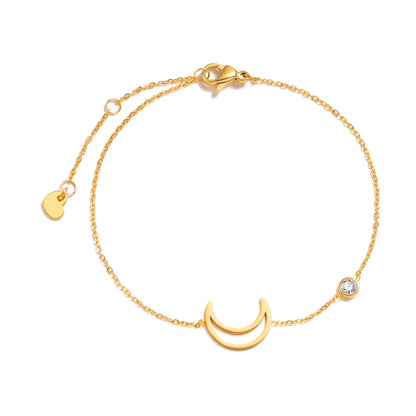 Women’s Minimalist Thin Chain Bracelet Cross Moon Star Charm