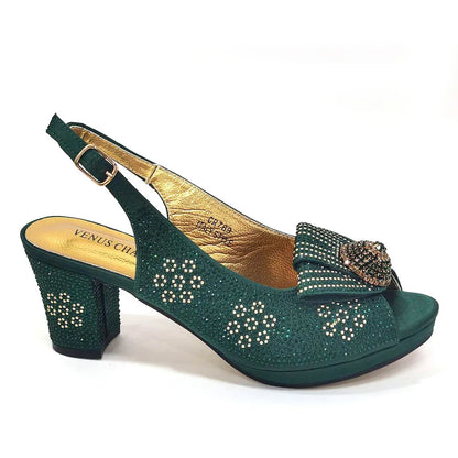 Women’s Wedding Shoes & Matching Diamond Bag Set – Italian Style Girly Glam Look Sandal & Clutch Handbag - Elegant Gift for Her