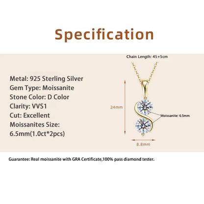RAPRGOLD 925 Silver Chain With Moissanite Pendant for Women – Round Cut & Twisted Pendant Necklace for Wedding, Party - Jewelry Gift for Her