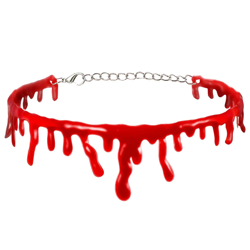 Spooky Halloween Blood Drip Necklace – Fake Vampire Blood Choker for Horror Costume & Party Accessories