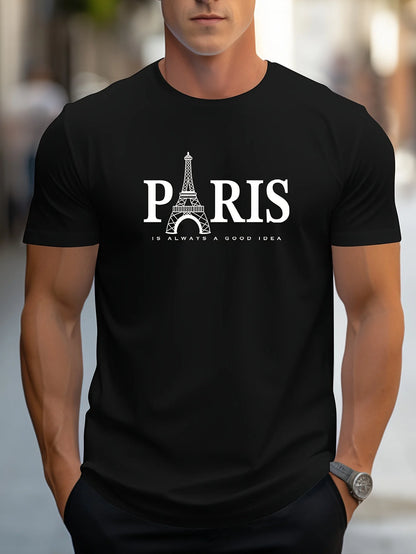 Paris Graphic Men’s T-Shirt – Short Sleeve Fashion Streetwear Pullover, Trendy Oversized Casual Summer Top - Perfect Gift For Him.