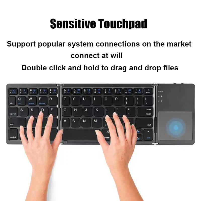 Wireless Double/Triple Foldable  Keyboard with Touchpad - Bluetooth Connection, Multi-Function Button Mini Keyboard & Compatible with Windows, Android, iOS, & Phone - Ideal Gift for All