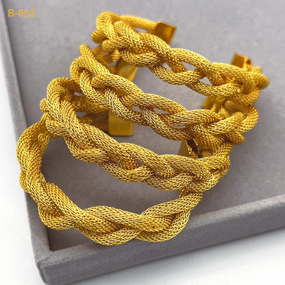24K Gold Color Cuff Bangles  for Women – Dubai-Inspired Wedding Charm Jewelry, Arabic Party Twist Bracelet By ANIID  - Ideal Gift for Her