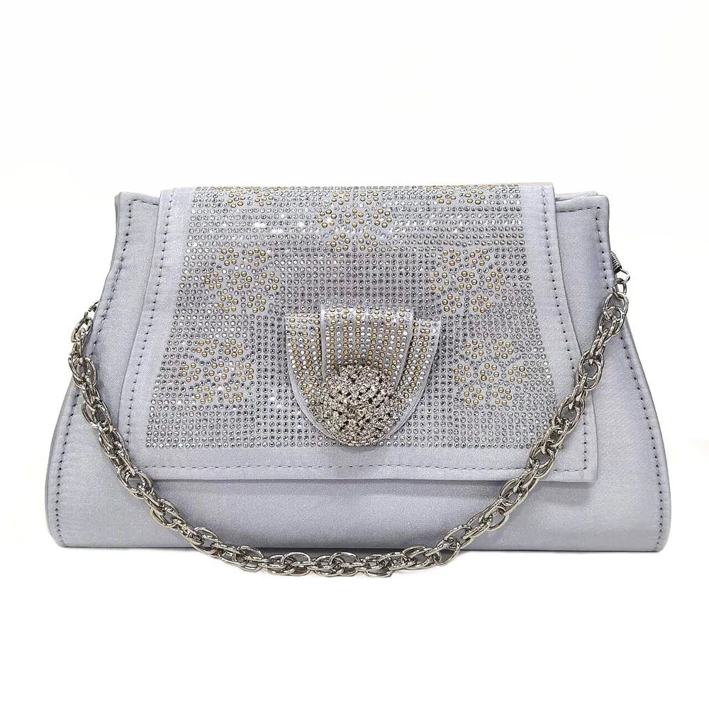 Women’s Wedding Shoes & Matching Diamond Bag Set – Italian Style Girly Glam Look Sandal & Clutch Handbag - Elegant Gift for Her