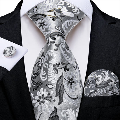 Luxury Orange Paisley Men's Tie Set for Business, Office, Party, Wedding| 3.15 Inch Silk Polyester Necktie, Cufflinks & Pocket Square - Perfect Gift for Him