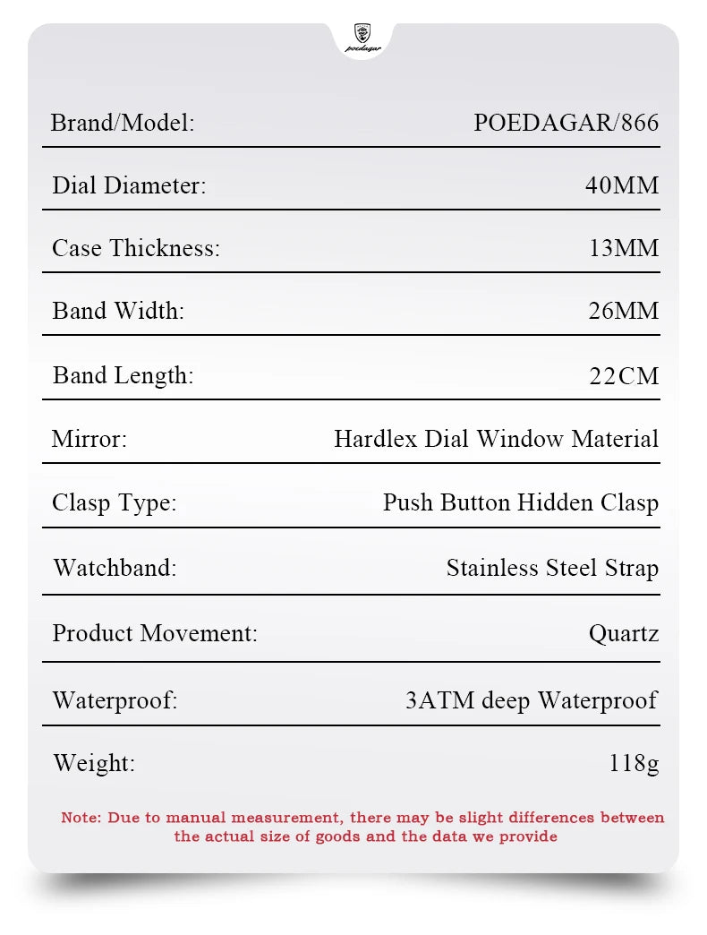 POEDAGAR Square Men’s Watch, Waterproof – Premium Stainless Steel Chronograph with Luminous Display Casual Wrist Watch. Gift for all.
