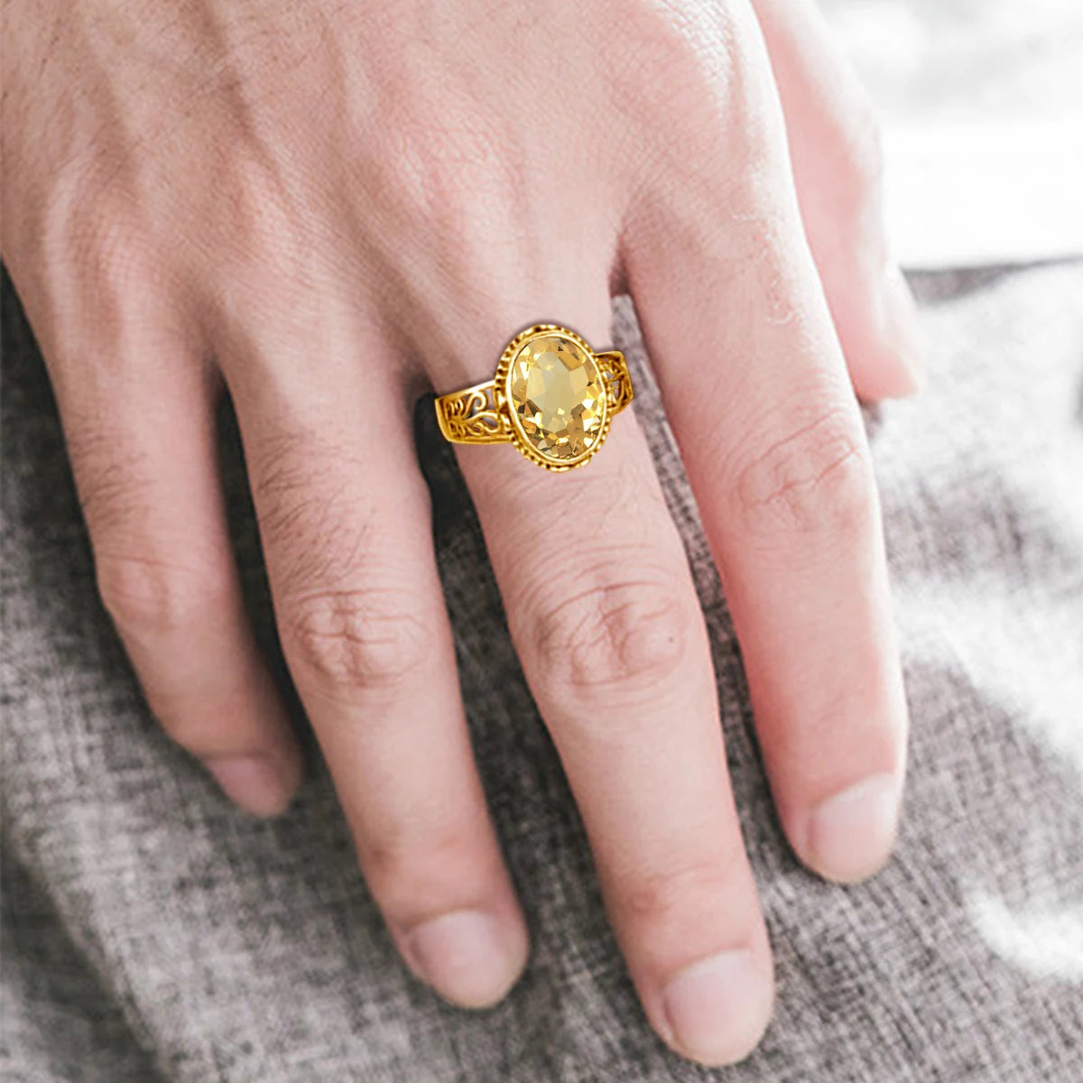 Luxury 10x14mm Oval Cut Yellow Gold Citrine Ring for Women – Art Deco Birthstone Wedding  Party Jewelry - Perfect Gift for Her